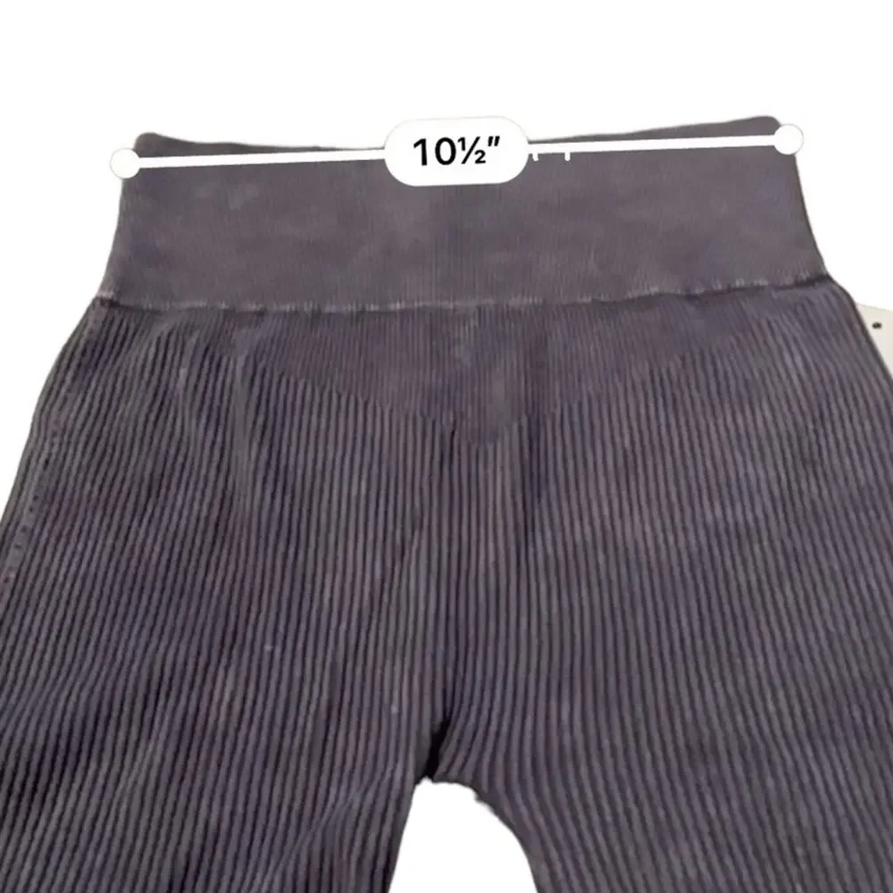 Aura Purple Gray‎ Ribbed High Rise Activewear Biker Shorts Sz S/M NEW